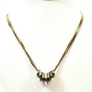 Estate Gold Graduated Silver Pendant Charms 16" Multi Snake Chain Necklace JN620